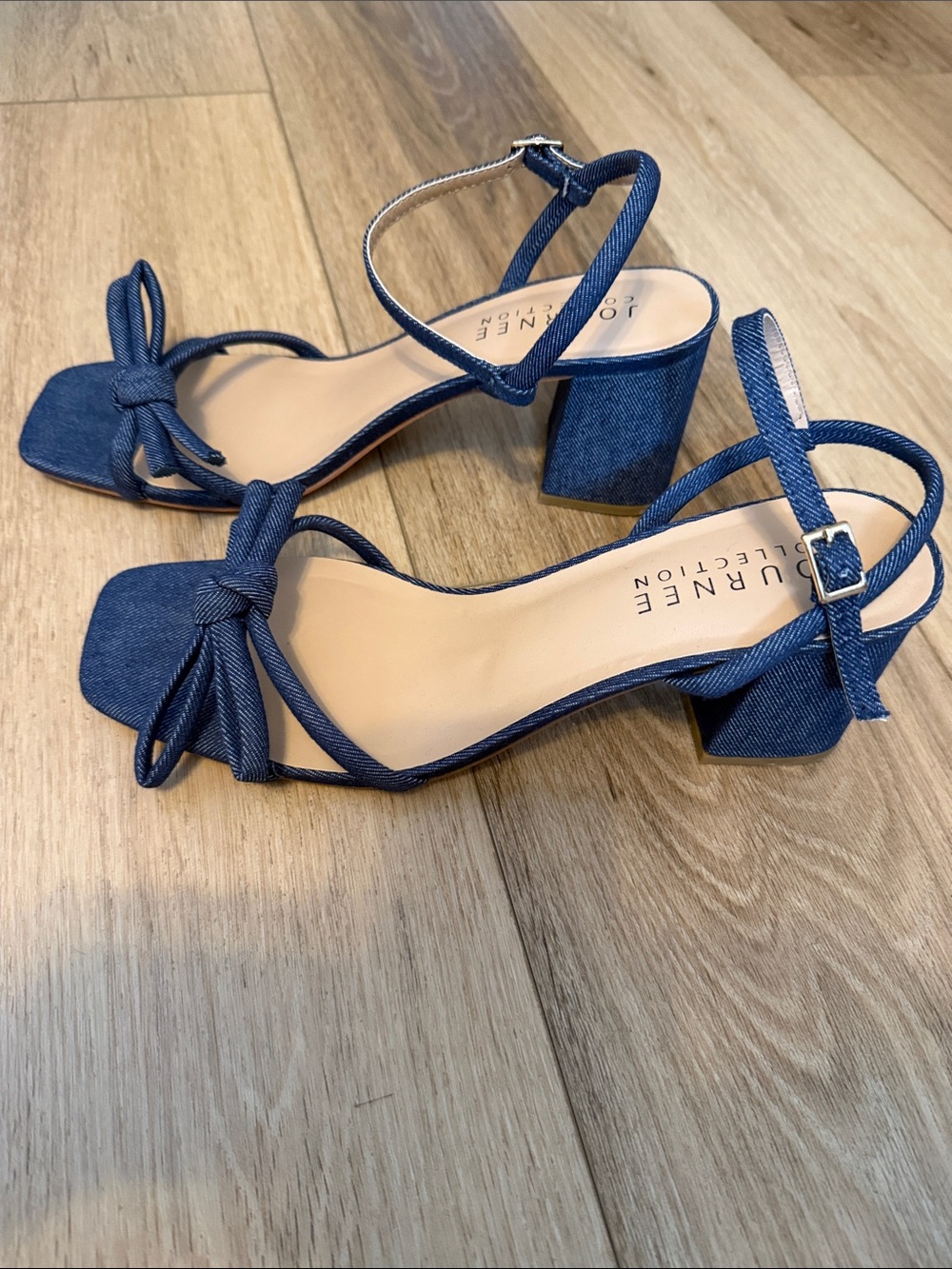 Denim heel sandals